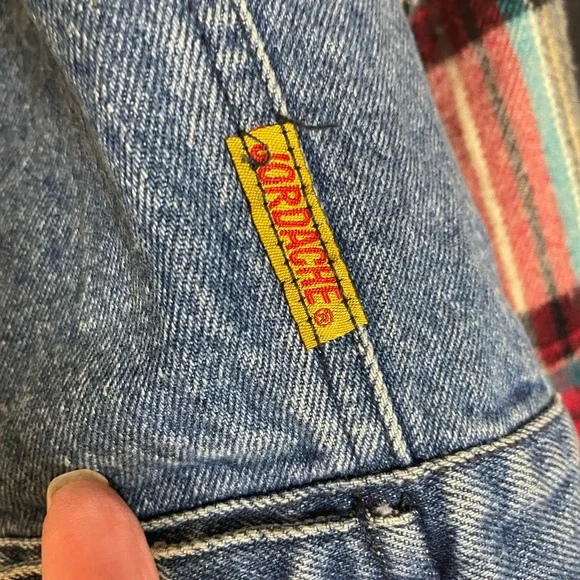 Jordache vintage Denim Jacket with Plaid Details - Picture 3 of 4